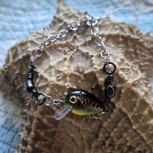 Fishing Lure Bracelet with Black and Yellow Design